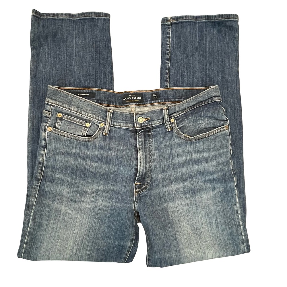 Lucky Brand Mens 363 Straight Jeans Blue Stretch Denim Casual Classic 34x32